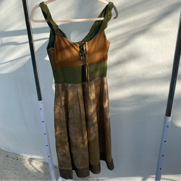 Tocca Green & Toffee Silk & Wool Fairy Dress Size 2 - Picture 6 of 11